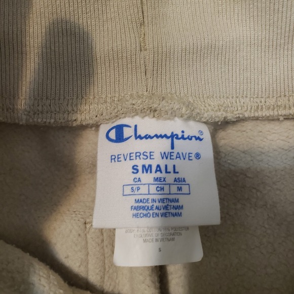 Champion Reverse Weave Sweatpants Mens Small Tan Joggers Drawstring Pockets - Picture 8 of 10